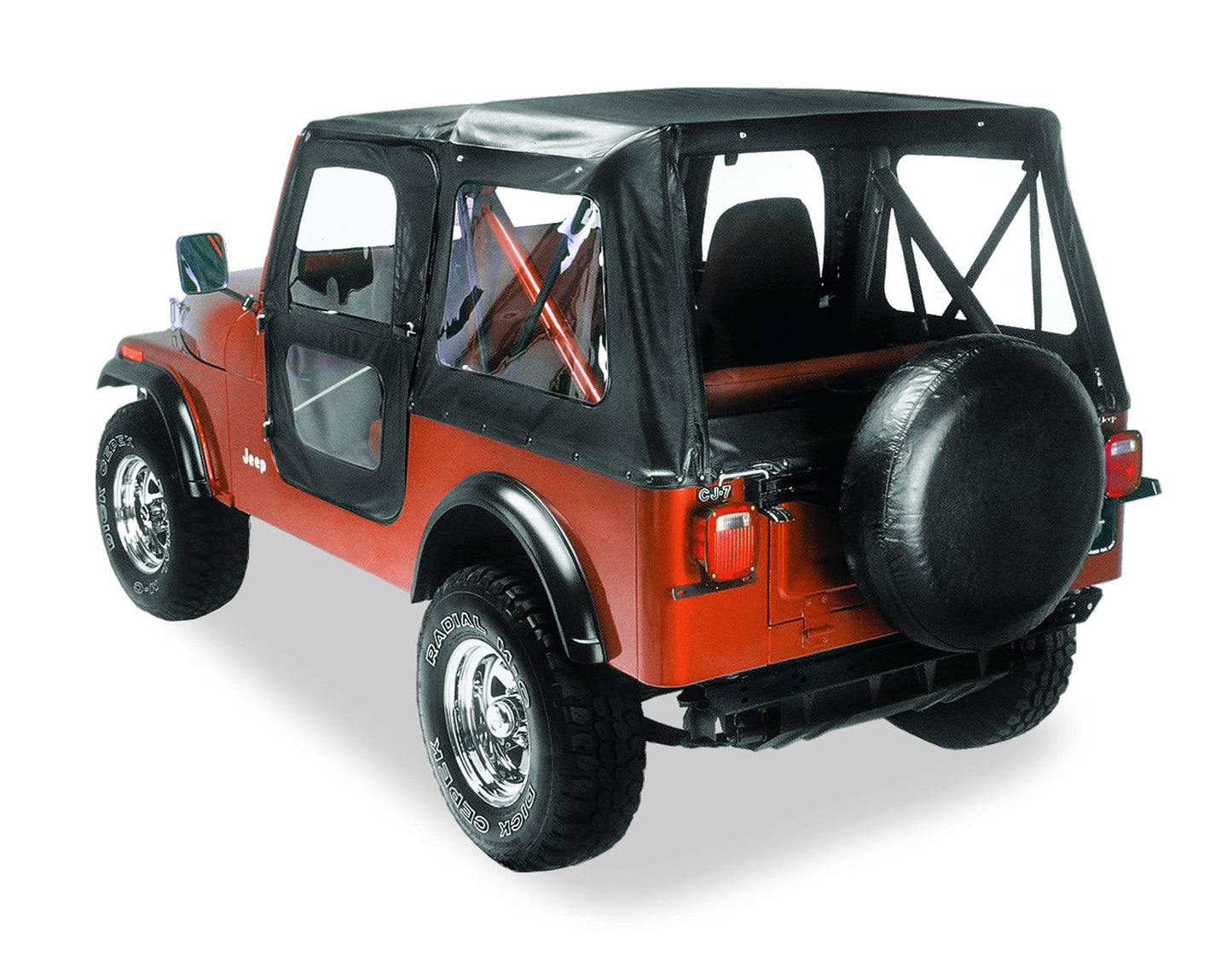 Replace-A-Top For OEM - Jeep '76-86 CJ7 (Black Crush; Clear Windows; Door Skins Included)