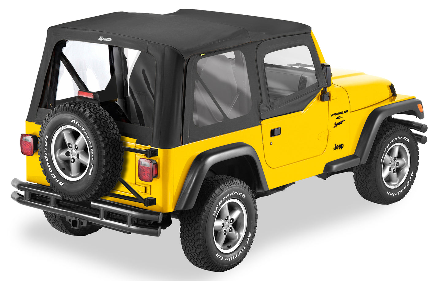 Replace-A-Top For OEM - Jeep '97-02 Wrangler TJ (Black Denim; Clear Windows; Door Skins Included)