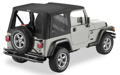 Replace-A-Top For OEM - Jeep '97-02 Wrangler TJ (Black Denim; Clear Windows; No Door Skins Included)