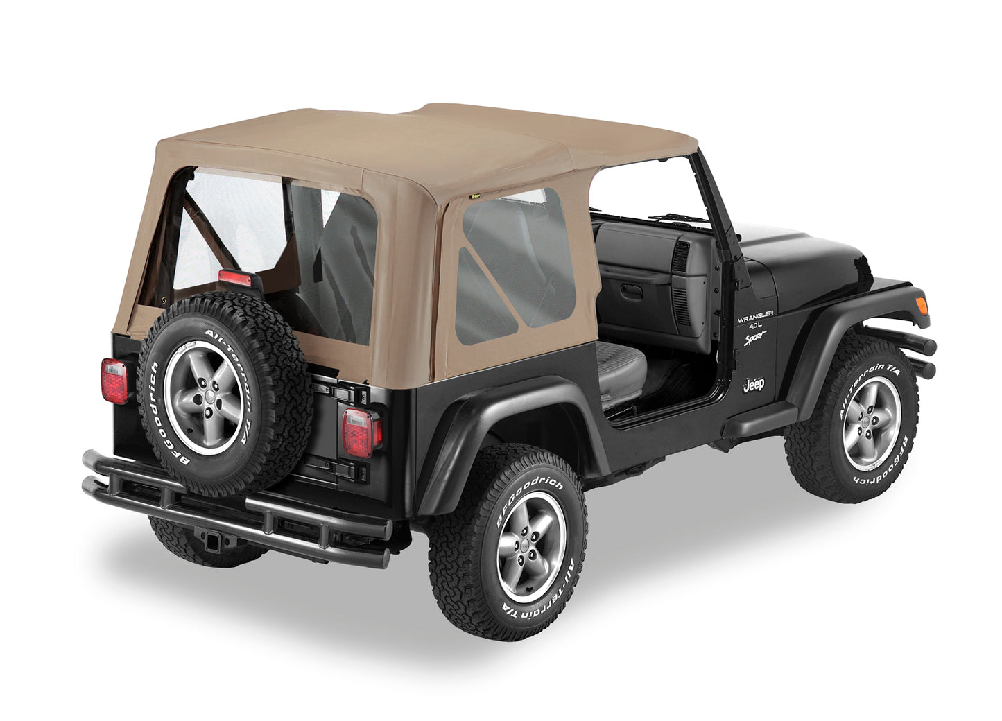 Replace-A-Top For OEM - Jeep '97-02 Wrangler TJ (Dark Tan; Clear Windows; No Door Skins Included)