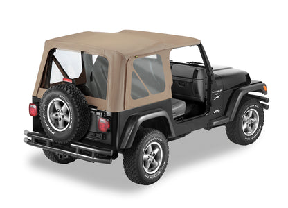 Replace-A-Top For OEM - Jeep '97-02 Wrangler TJ (Dark Tan; Clear Windows; No Door Skins Included)