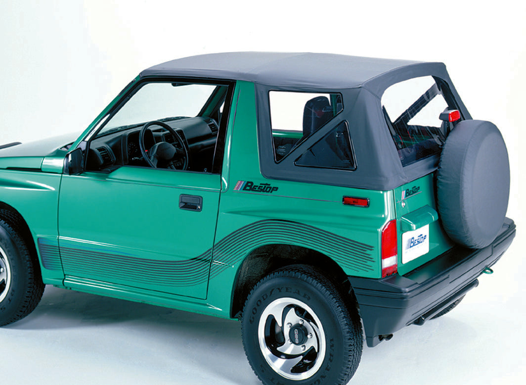 Replace-A-Top For OEM - '89-94 Tracker/Sidekick (Black Denim; Clear Windows; No Door Skins Included)
