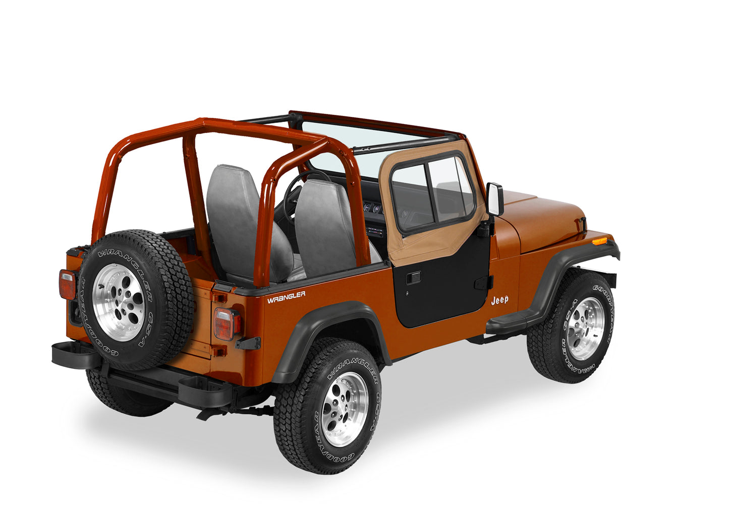 Upper Door Sliders - Jeep '88-95 Wrangler YJ (Square Upper Rear Corner  Spice; Single Sliding Window)