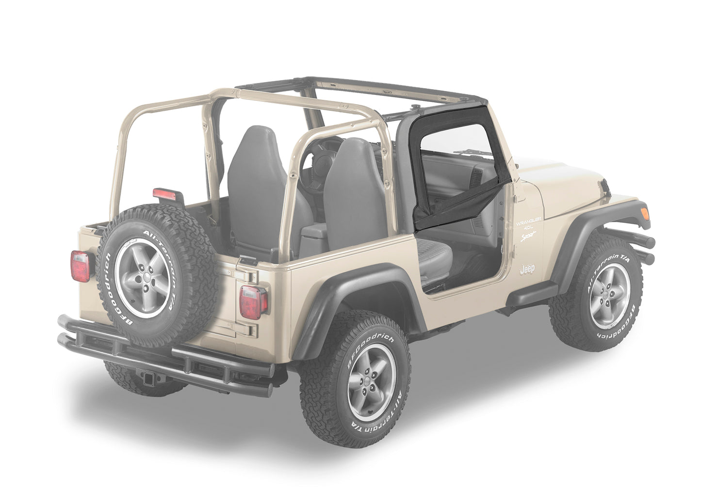 Upper Fabric Doors - Jeep '97-06 Wrangler TJ (Black Denim)