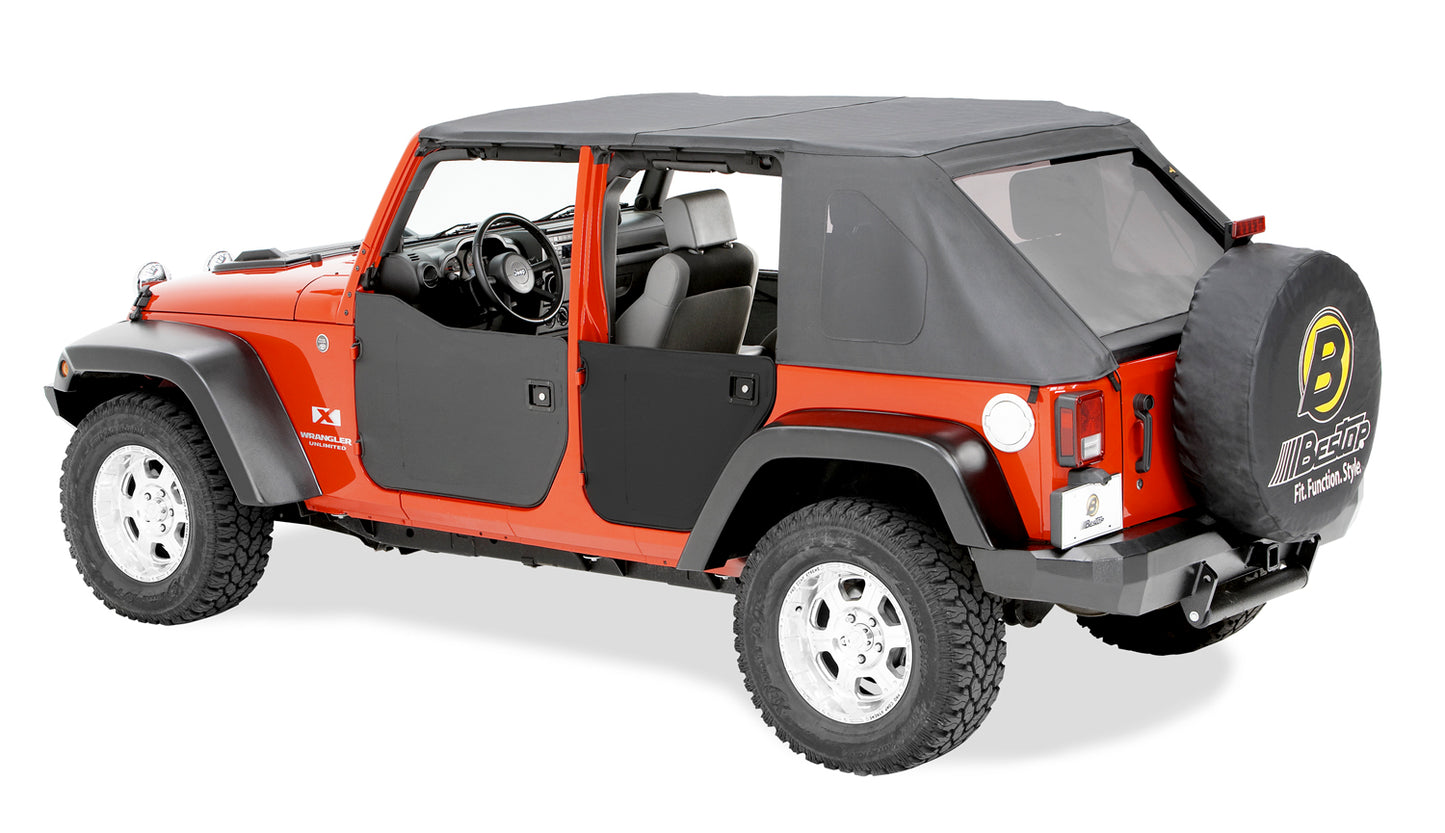 Lower Fabric Doors - Jeep '07-18 Wrangler JK 4-Door (Rear Doors; Black Diamond)