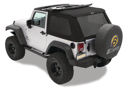 Replace-A-Top For Trektop - Jeep '07-18 Wrangler JK 2-Door (Premium Black Twill; Tinted Windows; No Door Skins Included)