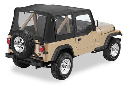 Replace-A-Top For OEM - Jeep '88-95 Wrangler YJ (Black Sailcloth; Clear Windows; Upper Door Skins Included)