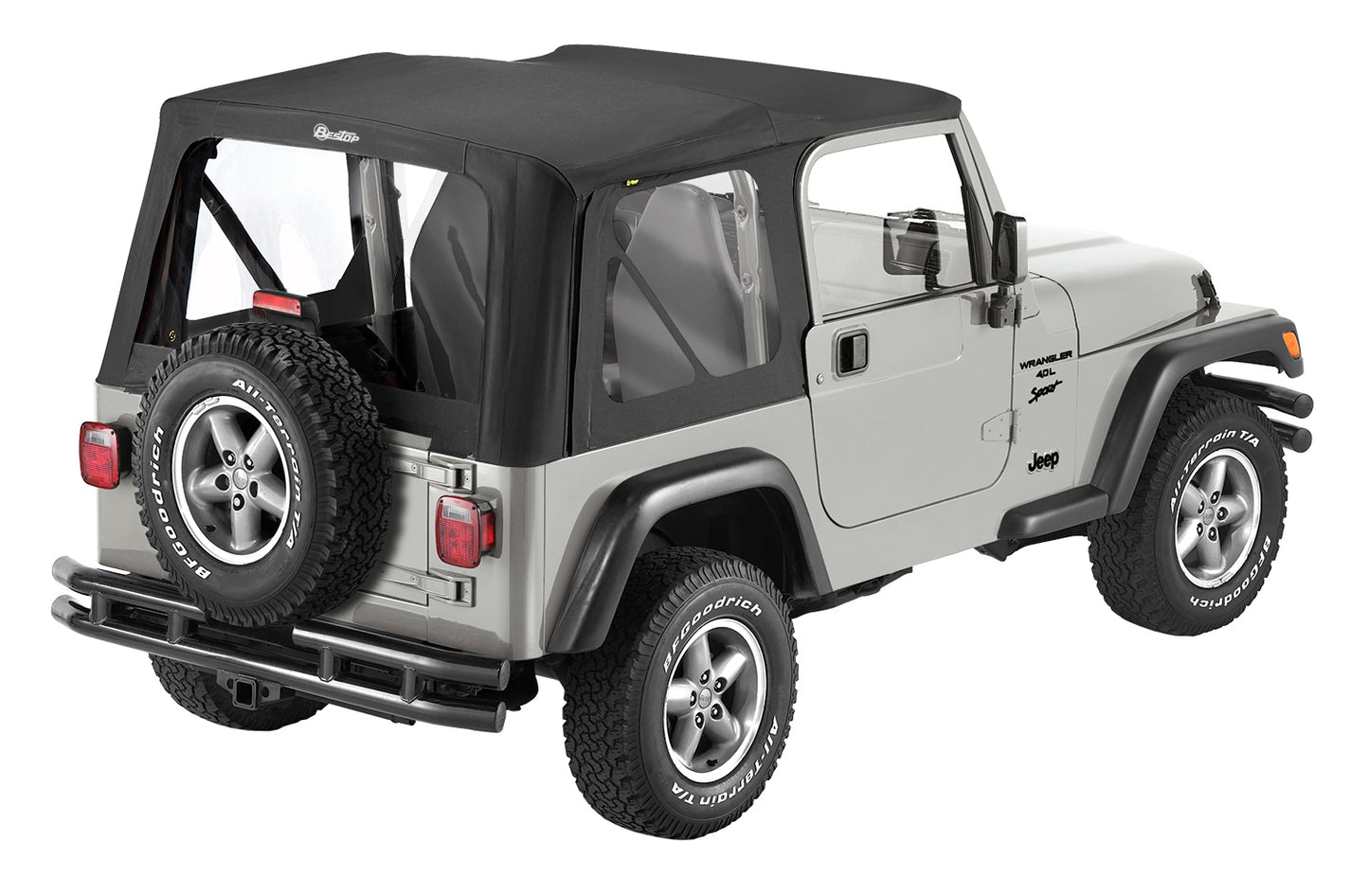 Replace-A-Top For OEM - Jeep '97-02 Wrangler TJ (Black Sailcloth; Clear Windows; No Door Skins Included)