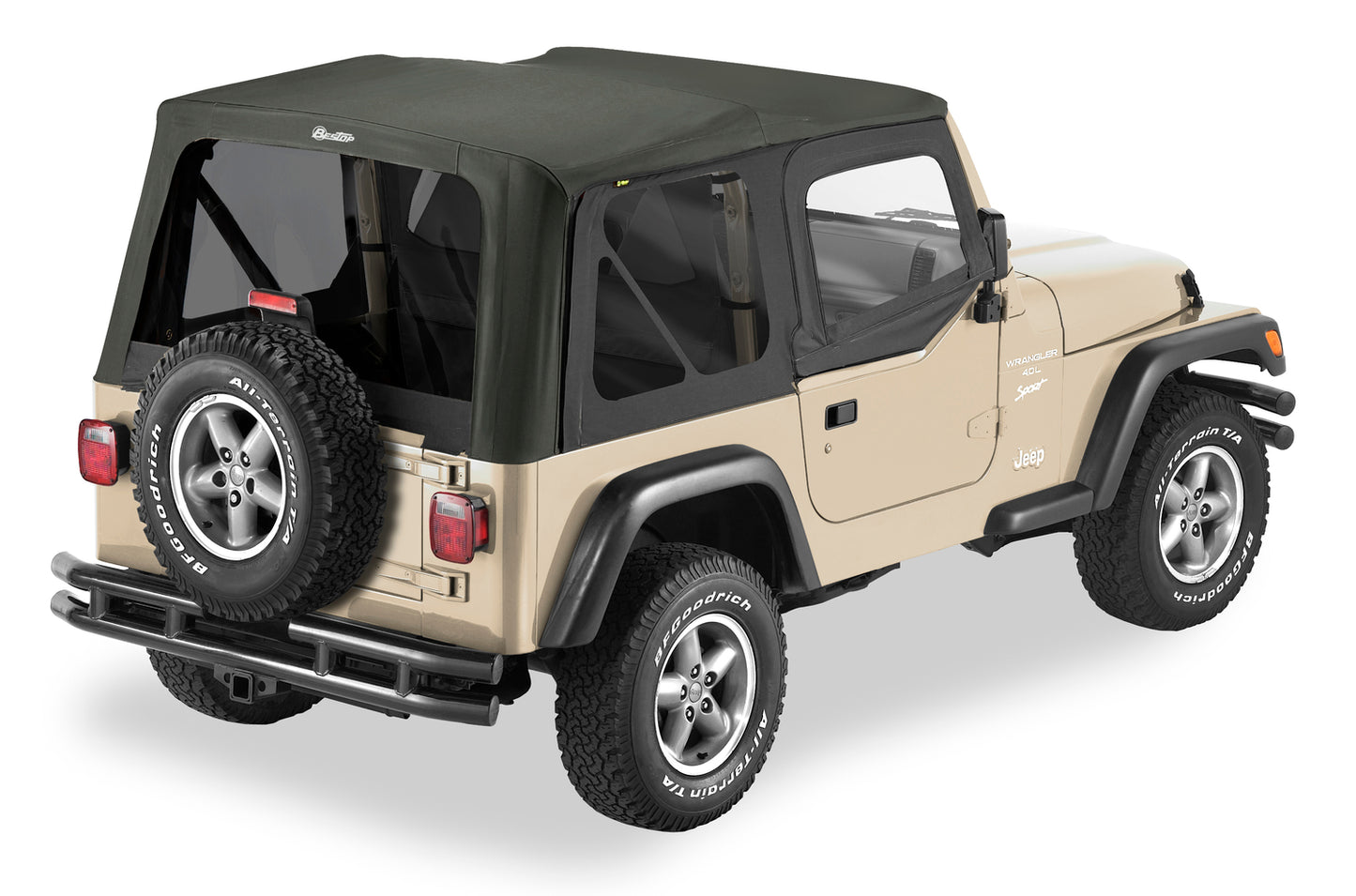Replace-A-Top For OEM - Jeep '97-02 Wrangler TJ (Black Sailcloth; Tinted Windows; Upper Door Skins Included)