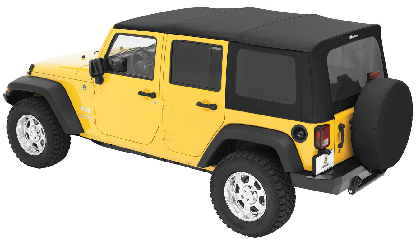 Replace-A-Top For OEM - Jeep '07-09 Wrangler JK 4-Door (Black Diamond Sailcloth; Tinted Windows; No Door Skins Included)