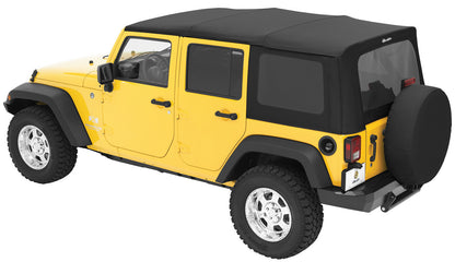 Replace-A-Top For OEM - Jeep '07-09 Wrangler JK 4-Door (Black Diamond Sailcloth; Tinted Windows; No Door Skins Included)