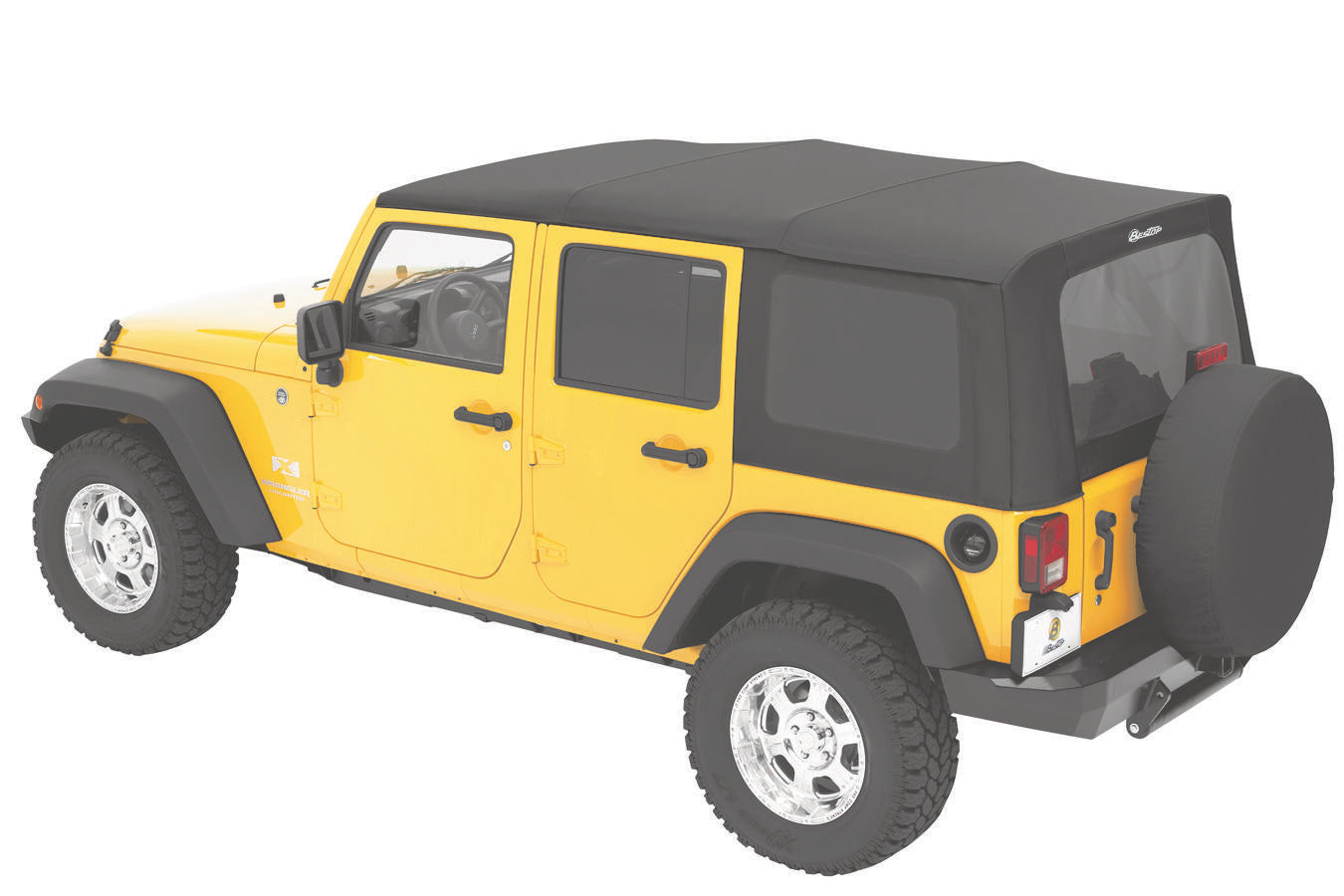 Replace-A-Top For OEM - Jeep '10-18 Wrangler JK 4-Door (Black Diamond Sailcloth; Tinted Windows; No Door Skins Included)