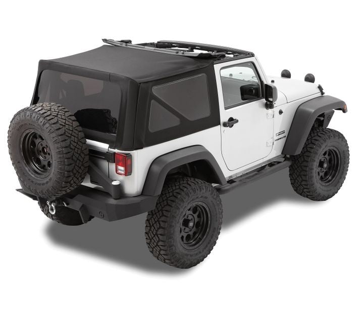 Replace-A-Top For OEM - Jeep '07-09 Wrangler JK 2-Door (Premium Black Twill; Tinted Windows; No Door Skins Included)