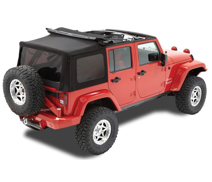Replace-A-Top For OEM - Jeep '07-09 Wrangler JK 4-Door (Premium Black Twill; Tinted Windows; No Door Skins Included)