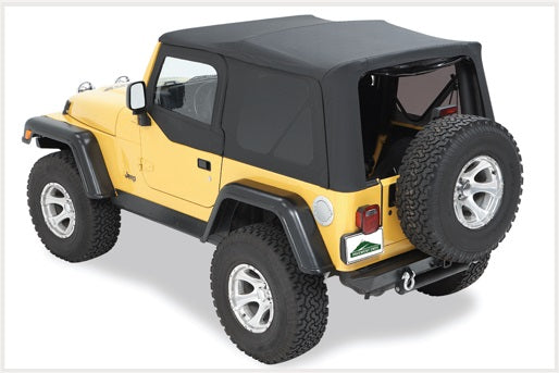 Replay OEM Replacement Top - '97-06 Wrangler TJ Exc. Unlimited (Black Denim; Clear Windows; Upper Door Skins Included)