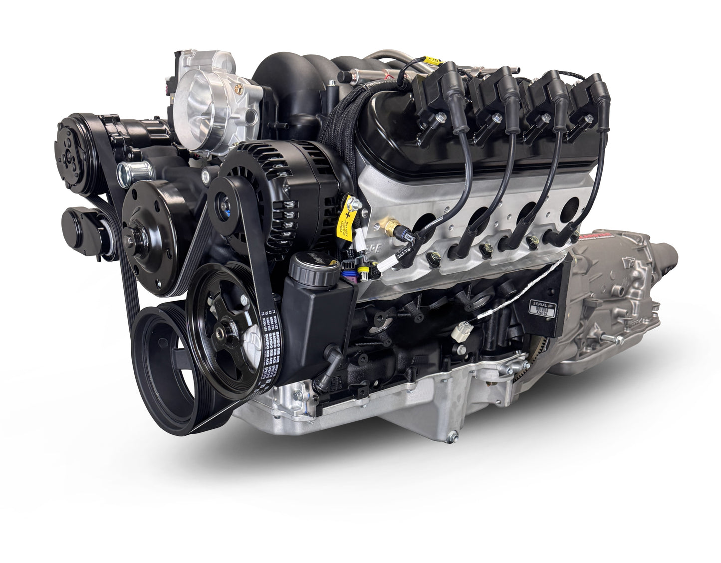 BluePrint Engines GM LS Compatible 376 C.i. Engine And 4L65/70E Automatic Transmission - Standard Edition Builder Series - Black Pulley Kit - Holley Terminator X EFI System