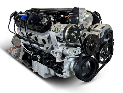 BluePrint Engines GM LS Compatible 376 C.i. Engine And 4L65/70E Automatic Transmission 4WD Ready - Truck Edition Builder Series - Natural Pulley Kit - Holley Terminator X EFI System
