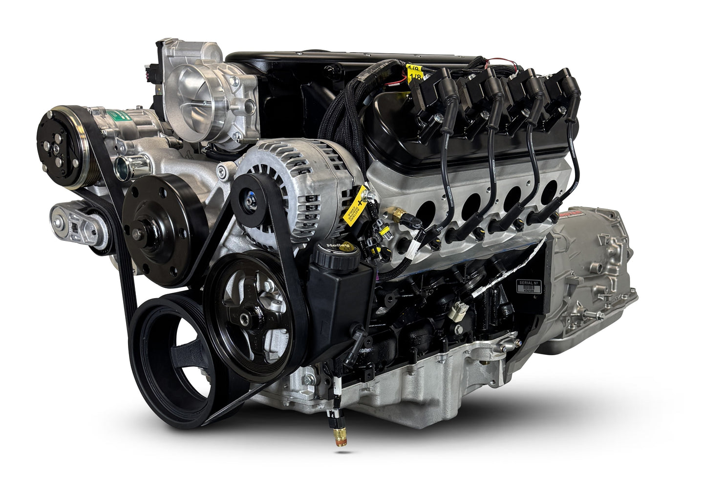 BluePrint Engines GM LS Compatible 376 C.i. Engine And 4L65/70E Automatic Transmission 4WD Ready - Truck Edition Builder Series - Natural Pulley Kit - Holley Terminator X EFI System