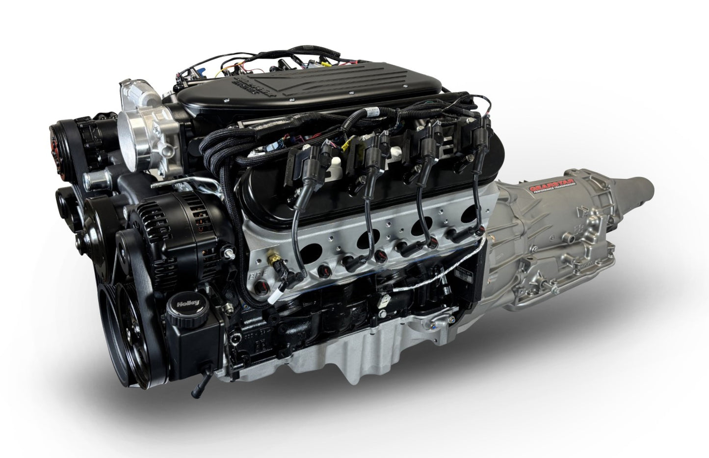 BluePrint Engines GM LS Compatible 376 C.i. Engine And 4L65/70E Automatic Transmission - Standard Edition Builder Series - Black Pulley Kit - Holley Terminator X EFI System