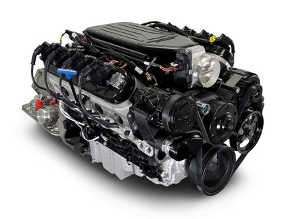 BluePrint Engines GM LS Compatible 376 C.i. Engine And 4L65/70E Automatic Transmission 4WD Ready - Truck Edition Builder Series - Black Pulley Kit - Holley Terminator X EFI System