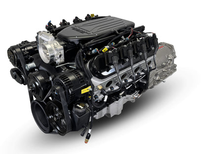 BluePrint Engines GM LS Compatible 376 C.i. Engine And 4L65/70E Automatic Transmission 4WD Ready - Truck Edition Builder Series - Black Pulley Kit - Holley Terminator X EFI System