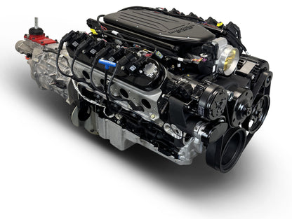 BluePrint Engines GM LS Compatible 376 C.i. Engine And T56 Manual Transmission - Standard Edition Builder Series - Black Pulley Kit - Holley Terminator X EFI System