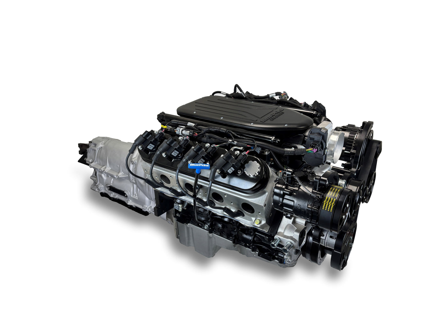 BluePrint Engines GM LS Compatible 376 C.i. Engine And ZF-8 Speed Automatic Transmission - Standard Edition Builder Series - Black Pulley Kit - BluePrint Engines Calibrated ECU