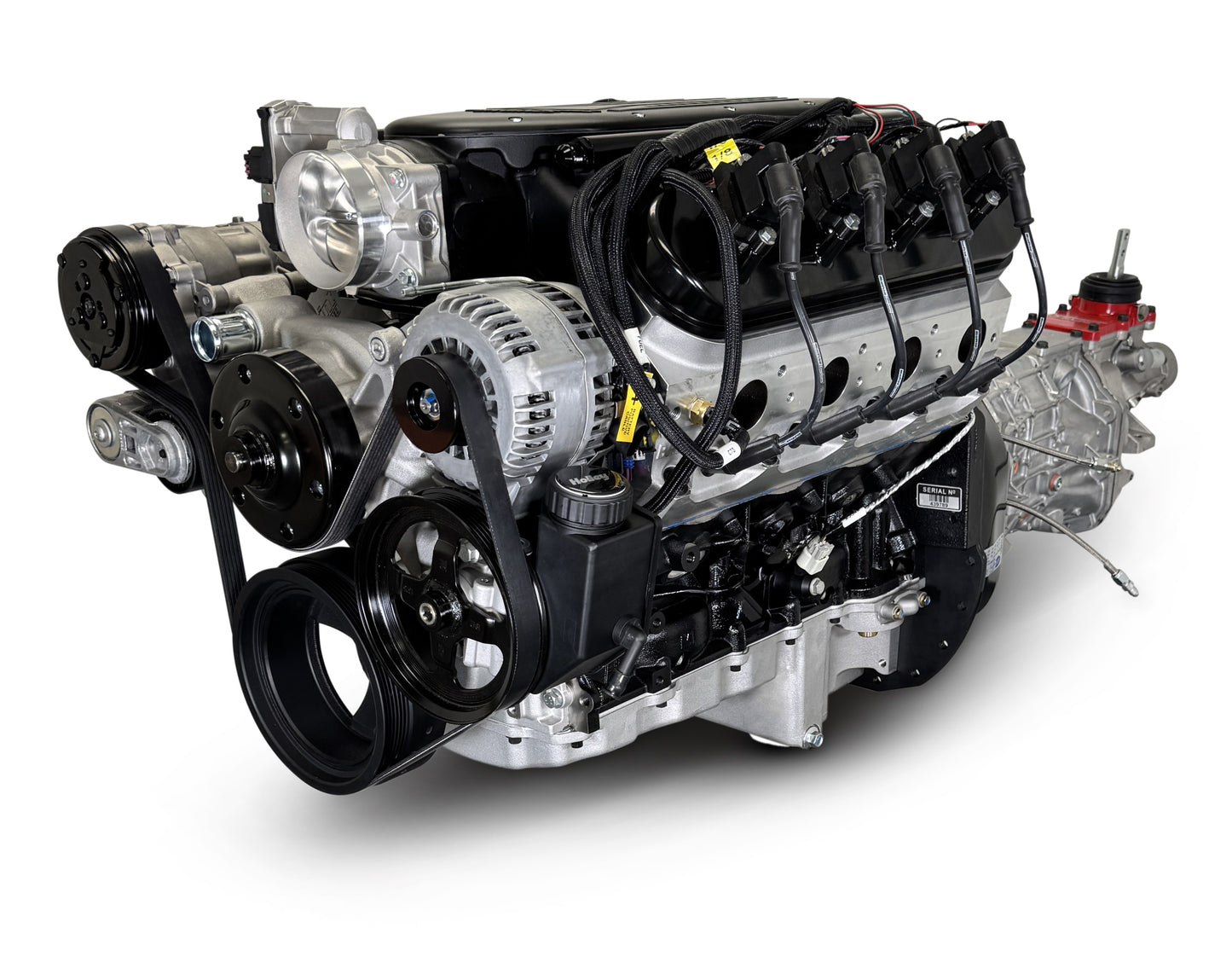 BluePrint Engines GM LS Compatible 376 C.i. Engine And T56 Manual Transmission - Standard Edition Builder Series - Natural Pulley Kit - Holley Terminator X EFI System