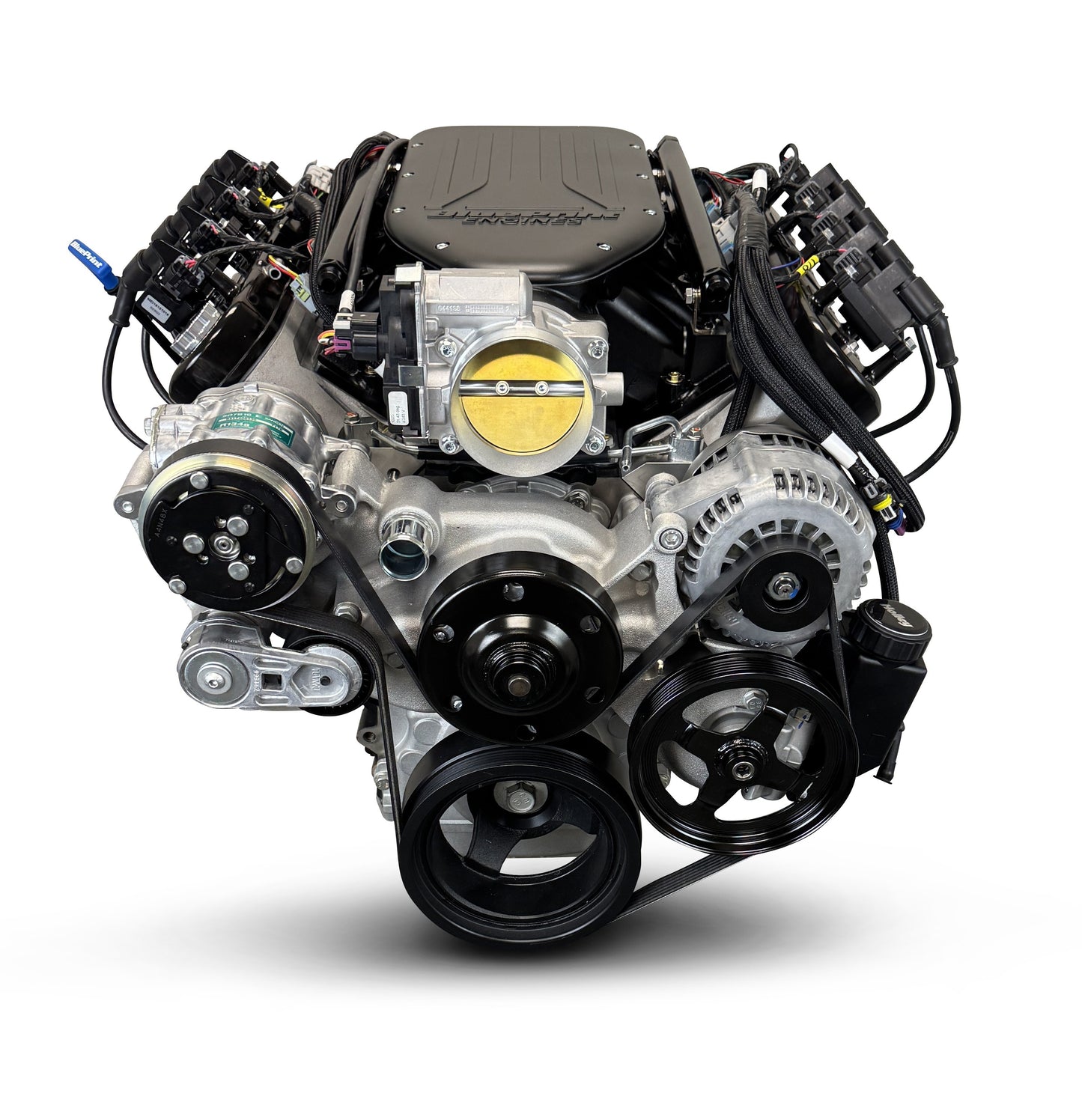 BluePrint Engines GM LS Compatible 376 C.i. Engine And TKX Manual Transmission - Standard Edition Builder Series - Natural Pulley Kit - Holley Terminator X EFI System