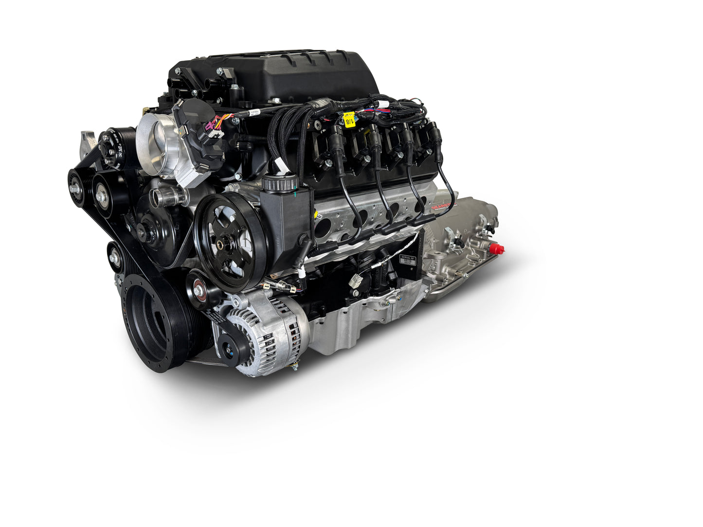 BluePrint Engines GM LS Compatible 376 C.i. Engine And 4L80E Automatic Transmission - Standard Edition Builder Series - Supercharged - Natural Pulley Kit - Holley Terminator X EFI System