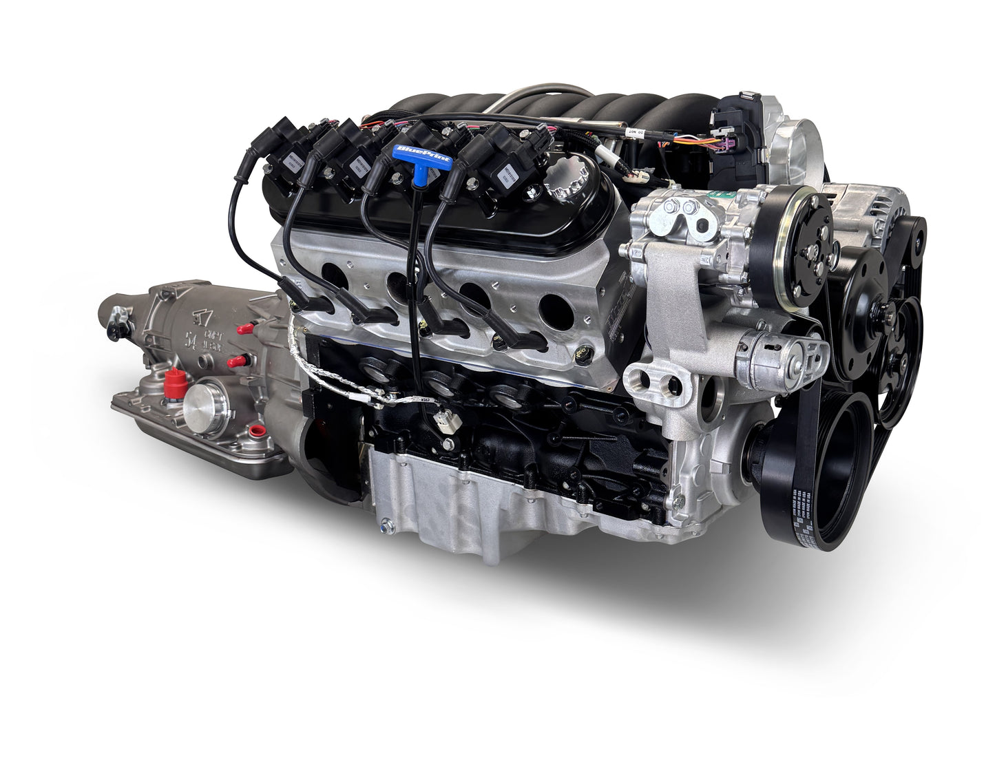 BluePrint Engines GM LS Compatible 427 C.i. Engine And 4L65/70E Automatic Transmission - Standard Edition Builder Series - Natural Pulley Kit - Holley Terminator X EFI System