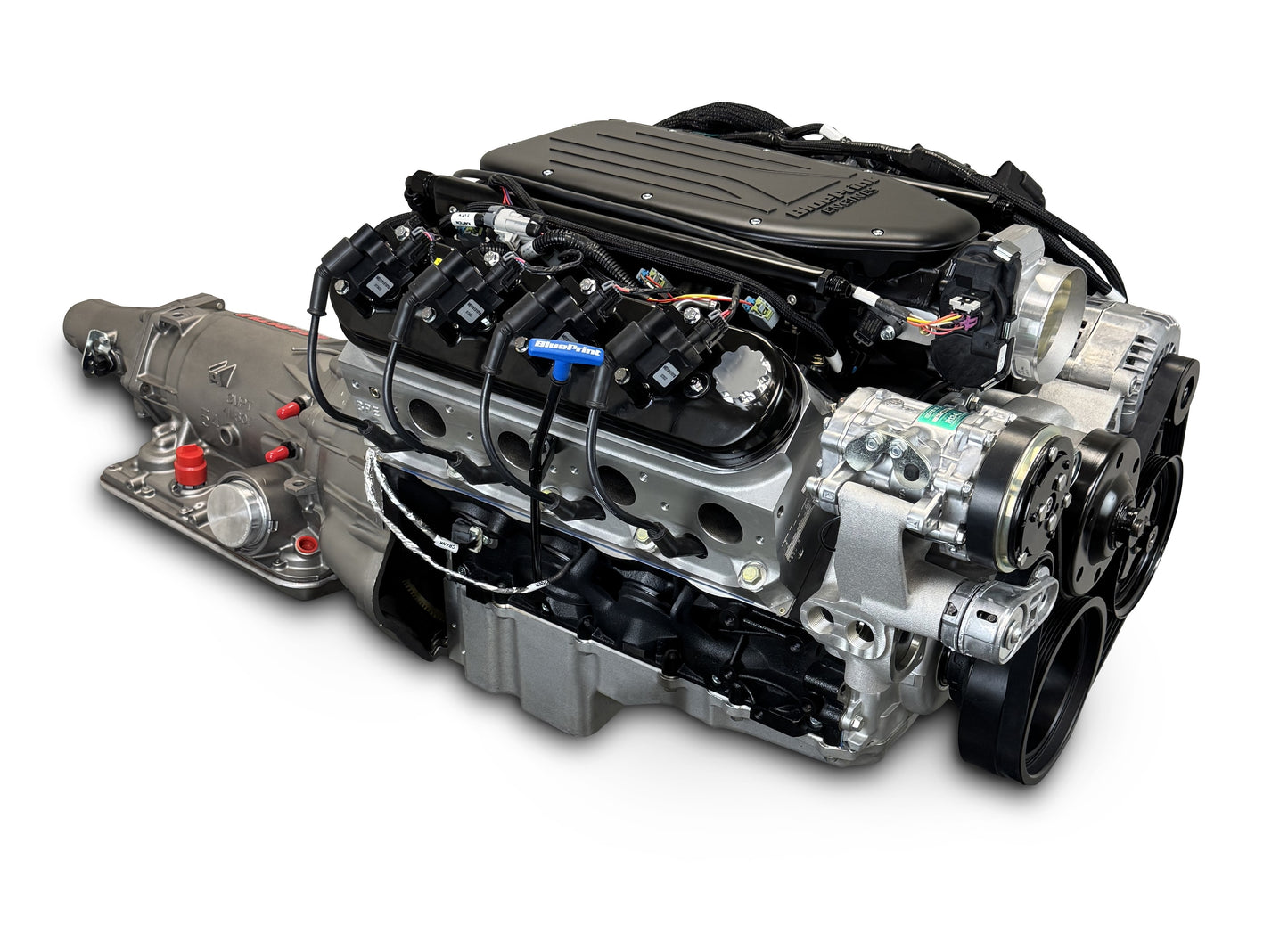 BluePrint Engines GM LS Compatible 427 C.i. Engine And 4L65/70E Automatic Transmission - Standard Edition Builder Series - Natural Pulley Kit - Holley Terminator X EFI System