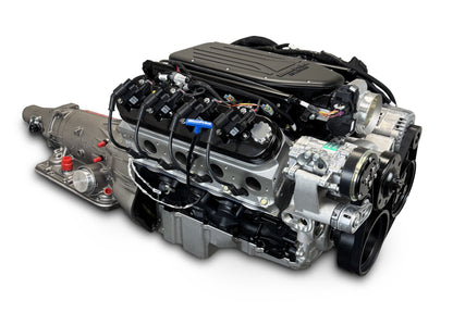BluePrint Engines GM LS Compatible 427 C.i. Engine And 4L65/70E Automatic Transmission - Standard Edition Builder Series - Natural Pulley Kit - Holley Terminator X EFI System