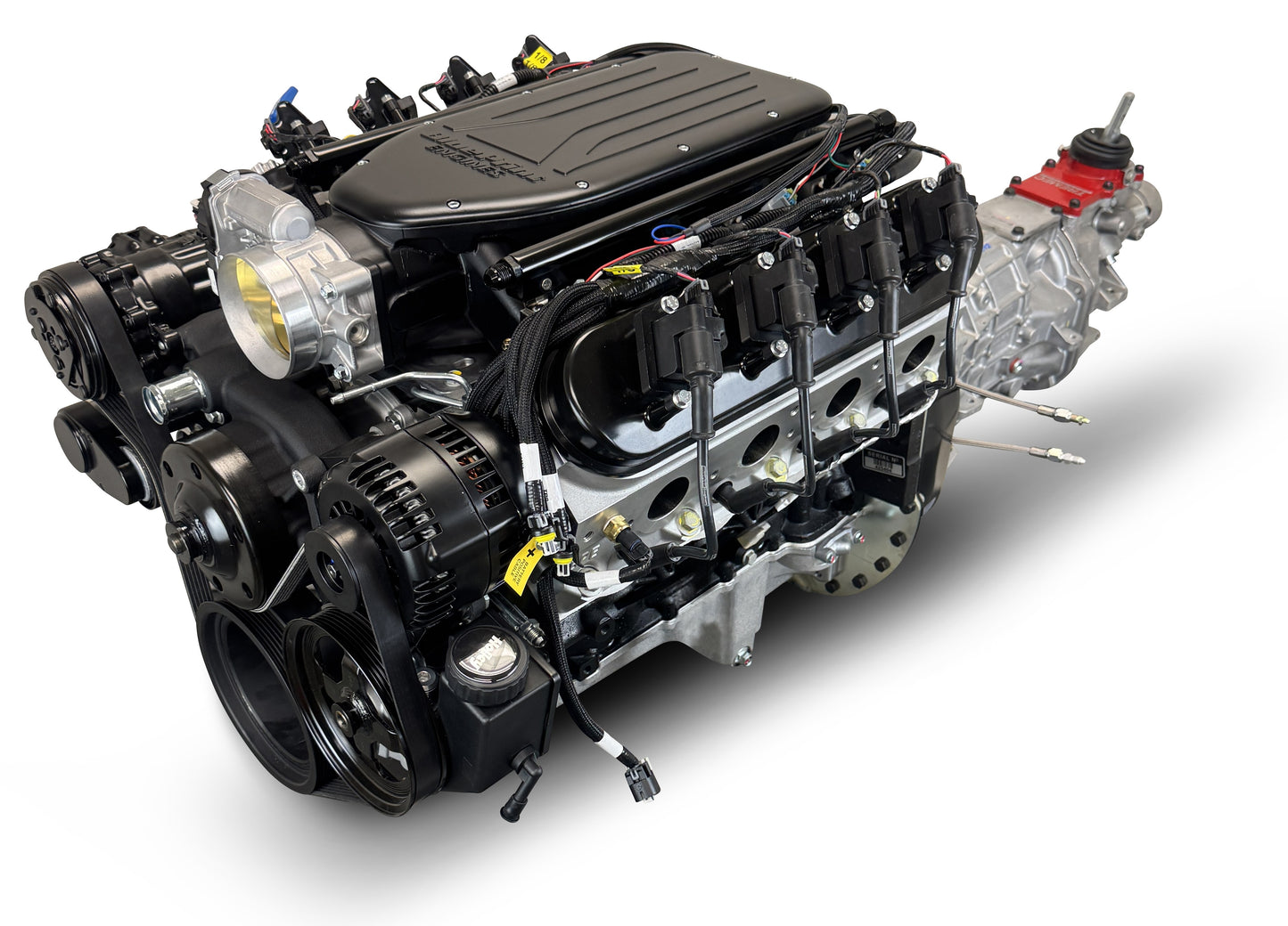 BluePrint Engines GM LS Compatible 427 C.i. Engine And T56 Manual Transmission - Standard Edition Builder Series - Black Pulley Kit - Holley Terminator X EFI System