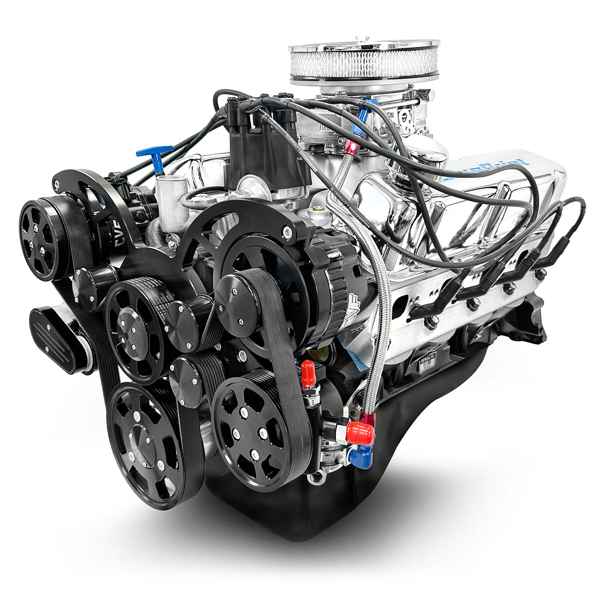 BluePrint Engines Ford Small Block Compatible 302 C.I. Deluxe Dressed - Cruiser - Front Sump Oil Pan - Black Pulley Kit - Carbureted