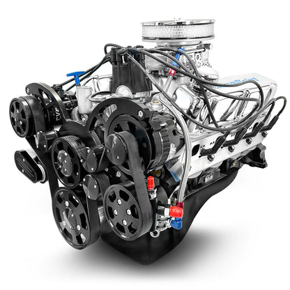 BluePrint Engines Ford Small Block Compatible 302 C.I. Deluxe Dressed - Cruiser - Front Sump Oil Pan - Black Pulley Kit - Carbureted