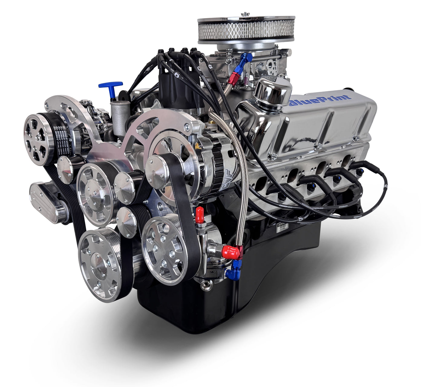 BluePrint Engines Ford Small Block Compatible 302 C.I. Deluxe Dressed - Front Sump Oil Pan - Cruiser - Polished Pulley Kit - Carbureted