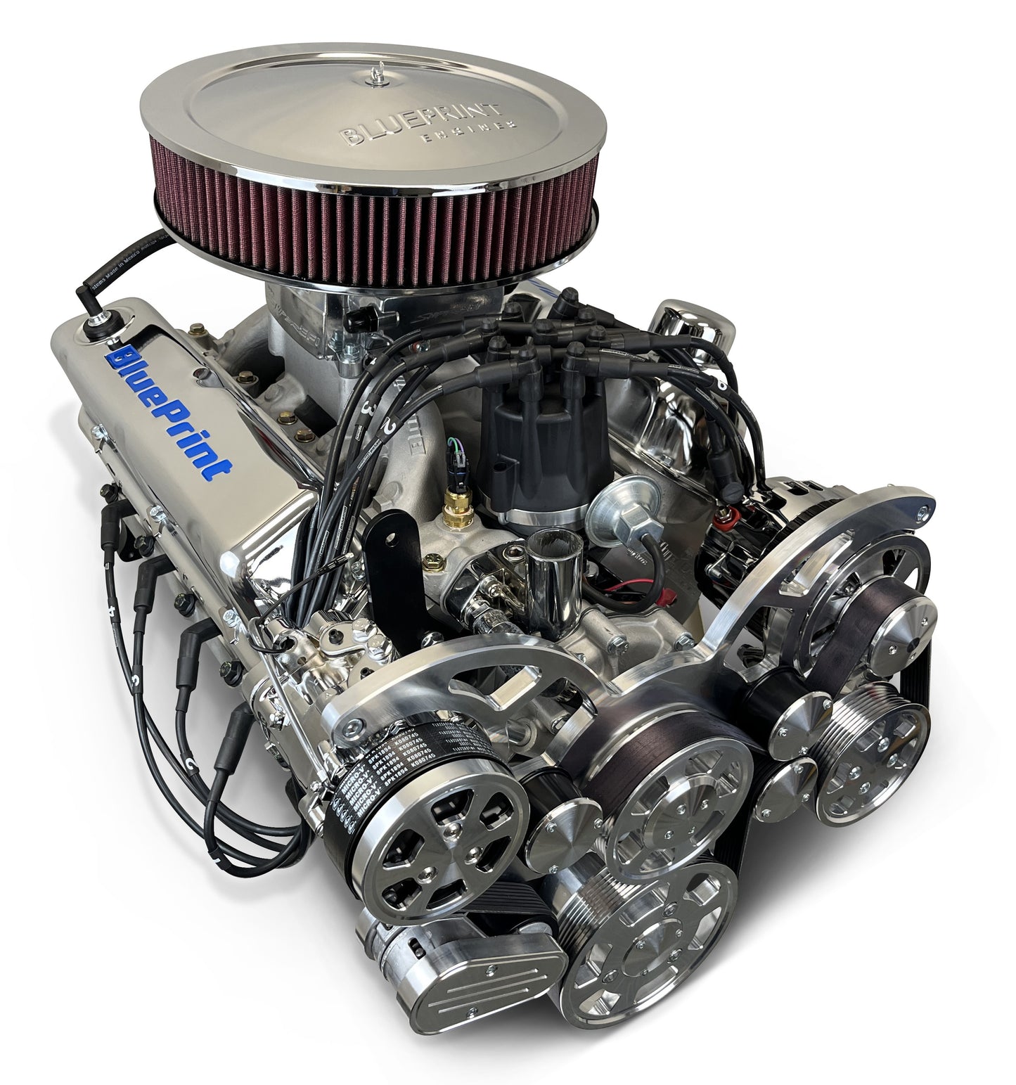 BluePrint Engines Ford Small Block Compatible 347 C.I. Deluxe Dressed - Rear Sump Oil Pan - Polished Pulley Kit - Fuel Injected