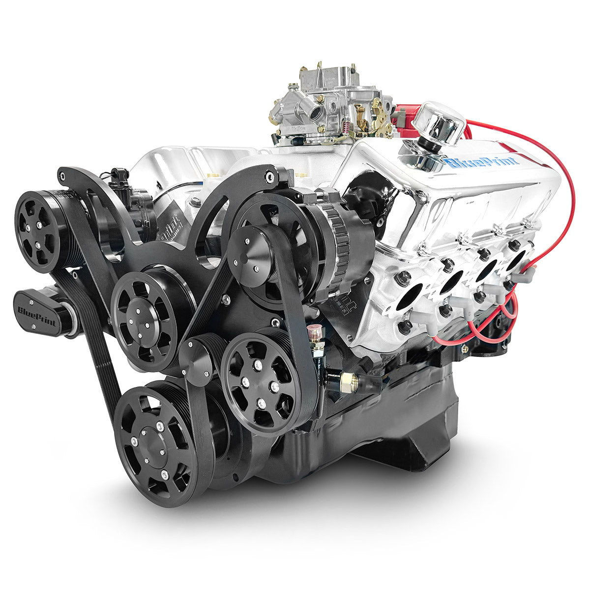 BluePrint Engines GM Small Block Compatible 454 C.I. Deluxe Dressed - Cruiser - Black Pulley Kit - Carbureted