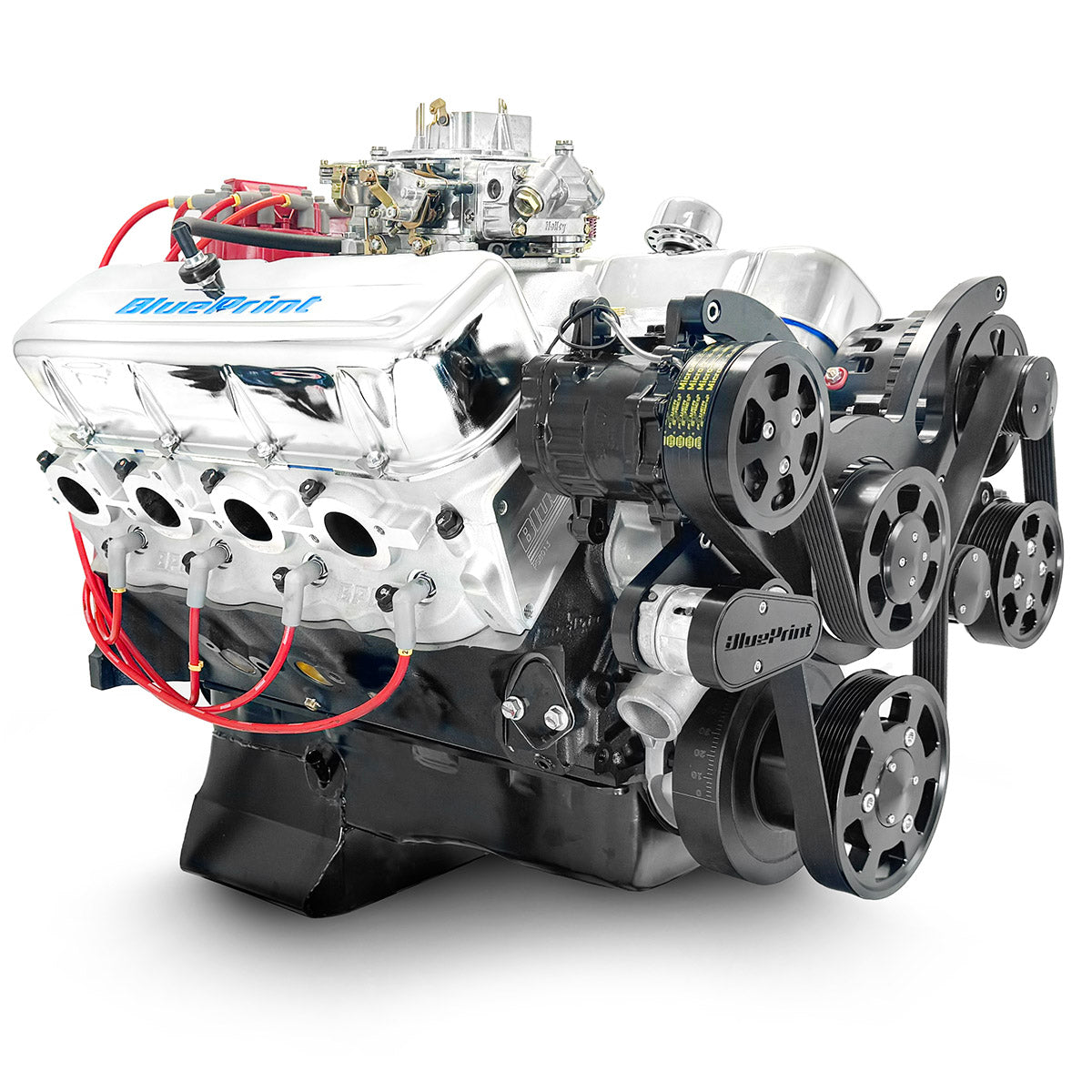 BluePrint Engines GM Small Block Compatible 454 C.I. Deluxe Dressed - Cruiser - Black Pulley Kit - Carbureted