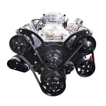 BluePrint Engines GM Small Block Compatible 496 C.I. Deluxe Dressed - Black Pulley Kit - Carbureted