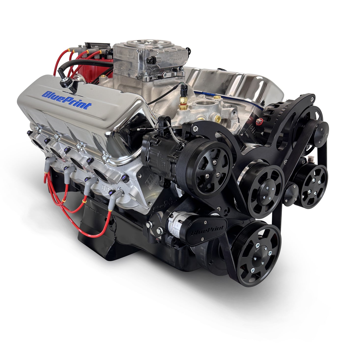 BluePrint Engines GM Small Block Compatible 496 C.I. Deluxe Dressed - Black Pulley Kit - Fuel Injected