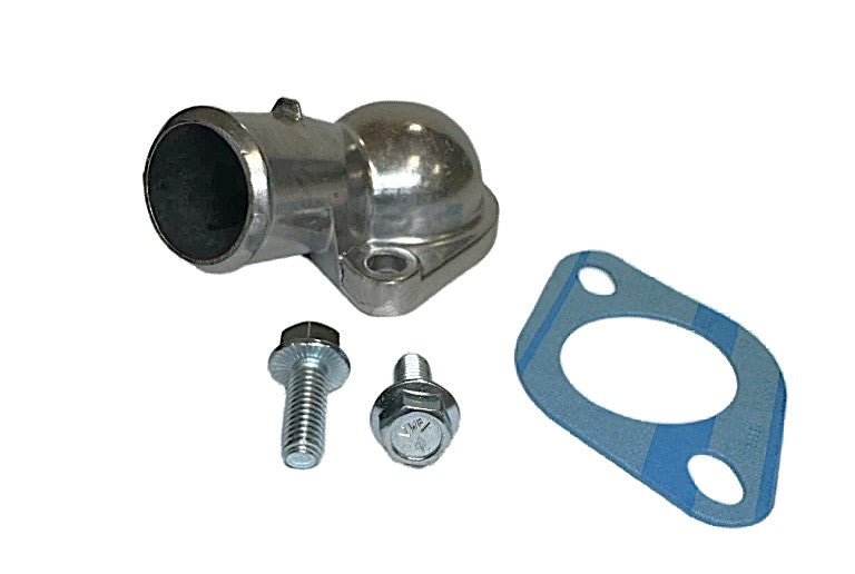 THERMOSTAT HOUSING ANGLE FOR GM - FOR SBC & BBC - ALUMINUM