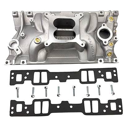 BLUEPRINT ENGINES SBC INTAKE MANIFOLD KIT - DUAL PLANE - ALUMINUM - NATURAL - SQUARE BORE - CHEVY - SMALL BLOCK - VORTEC