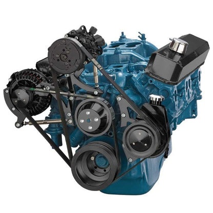 Chrysler SB Compatible Front Accessory Drive - Dual-Belt Quick Serpentine With Alternator | AC | Power Steering | Water Pump | Brackets And Bolts
