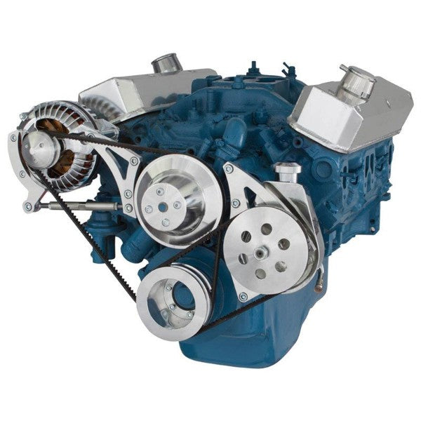 Chrysler SB Compatible Front Accessory Drive - V-Belt With Alternator | Power Steering | Water Pump | Brackets And Bolts