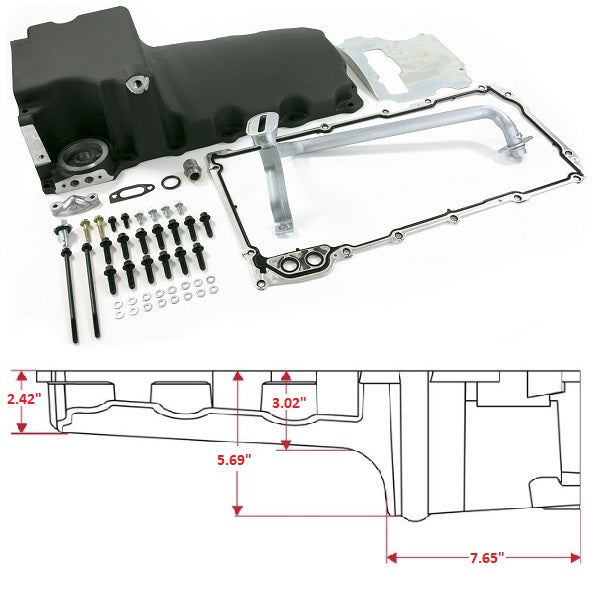 LS OIL PAN SWAP KIT - REAR SUMP OIL PAN KIT FOR MUSCLE CAR / TRUCK ENGINE SWAP - BLACK