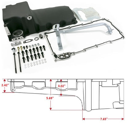 LS OIL PAN SWAP KIT - REAR SUMP OIL PAN KIT FOR MUSCLE CAR / TRUCK ENGINE SWAP - BLACK
