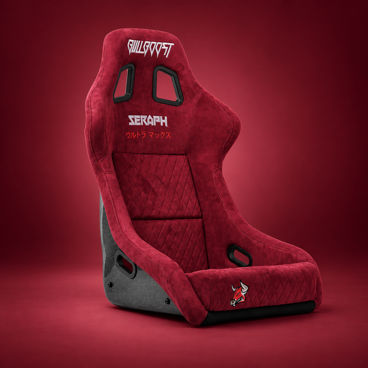Wine Red Bull Boost Adjustable Racing Lowered Ultra Max Bucket Seat with Slider Rails