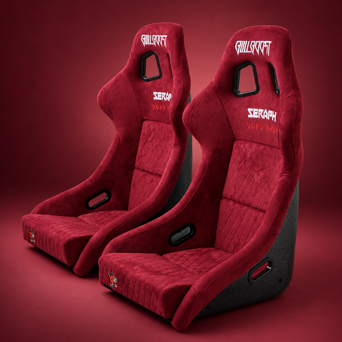 Wine Red Bull Boost Adjustable Racing Lowered Ultra Max Bucket Seat with Slider Rails